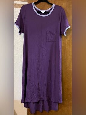LuLaRoe Deep Purple Carly Dress with Light Lilac Trim